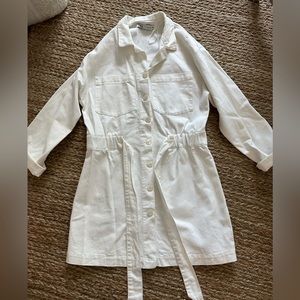 White Zara Dress with Belt and Front Buttons